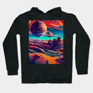 Colorful painting space colonist planet landscape pattern Hoodie